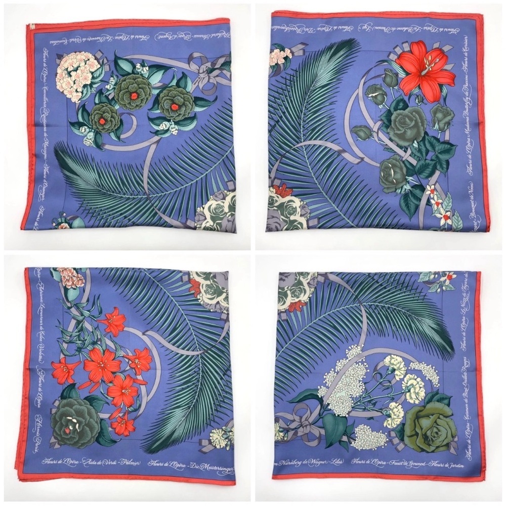 HERMES Vintage Collectors Floral “Fleurs de L’ Opera” Multicolor Silk Scarf - 90 - Picture 8 of 10
